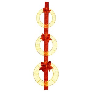 Tangkula Set of 3 Christmas Lighted Wreaths Pre-Lit Metal Wreaths on Red Ribbon - 1 of 4
