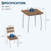 Coucheta 29" Square Dining Table Set for 2 - Space-Saving Kitchen Set with 2 Upholstered Chairs, Black Metal Frame & Wood Grain Tabletop - 2 of 4