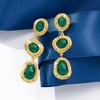 Ross-Simons 17.90 ct. t.w. Emerald Station Drop Earrings in 18kt Gold Over Sterling - 4 of 4