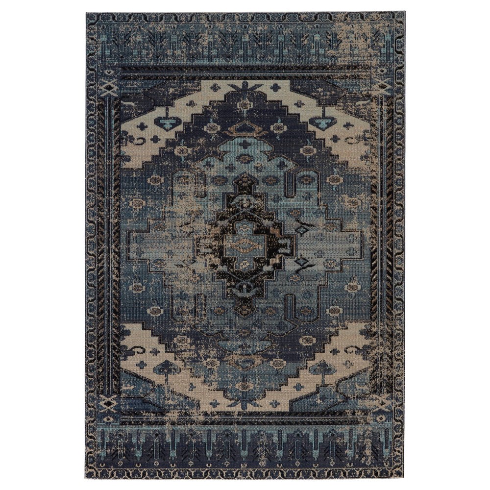 Photos - Area Rug 7'10" Cicero Indoor/Outdoor Medallion Round  Black/Ivory - Jaipur