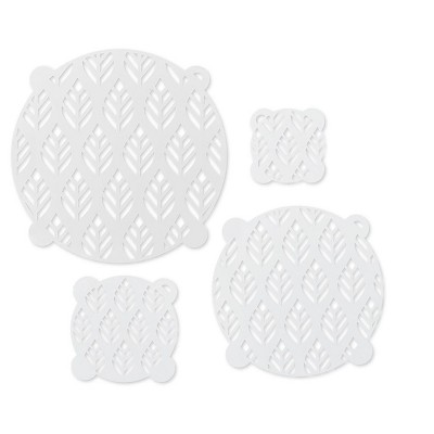 Talisman Designs Multi-Use Baking Stencils, Autumn Design, Set of 4 sizes, 3.5 inch, 5 inch, 8 inch, & 10 inch, White