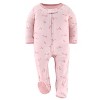 The Peanutshell Pink Balletcore Footed Baby Sleepers for Girls, 3 Pack - 4 of 4