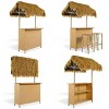 3-Piece Bar Height Patio Dining Table, Hawaiian-style All-Weather Wicker Bar Table and Stools with PE Grass Canopy,Acacia Wood Top-Maison Boucle - 3 of 4