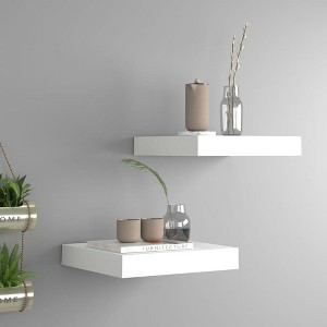 vidaXL Floating Wall Shelves 2 pcs White 9.1"x9.3"x1.5" MDF - 1 of 4