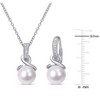 EVERLY JEWELRY | Sterling Silver 8 - 8.5 MM Cultured Freshwater Pearl and 1/10 CT TW Diamond Twist Leverback Earrings and Pendant with Chain - 2 of 4