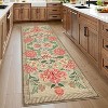 Forest Green Floral Rug, Vintage Boho Low Pile Washable Area Rug for Living Room, Bedroom, Dining, Nursery - 2 of 4