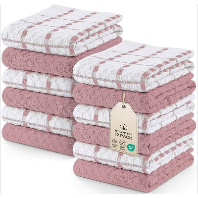 12-Pack Kitchen Towels, Ring Spun Cotton Super Soft and Absorbent Linen Dish and Tea Towels, 15x25 Inches