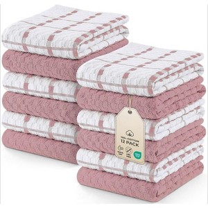 12-Pack Kitchen Towels, Ring Spun Cotton Super Soft and Absorbent Linen Dish and Tea Towels, 15x25 Inches - 1 of 4