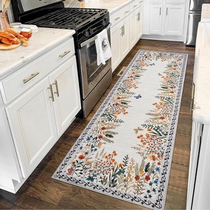 Acekool Washable Area Rug, Non-Slip Soft Botanical Floor Carpet, Plush Large Rug for Living Room Bedroom Home Office, Easy Care - 1 of 4