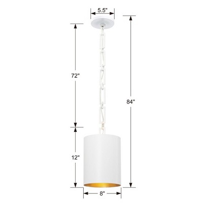 Matte White Mini Drum Chandelier with Antique Gold Accents