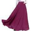 Women's Retro Chiffon Maxi Skirt - Beach Ankle Length Flowy Long Skirt Purple Red - 4 of 4