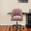 HomeRoots Rose and Black Steel and Velvet Adjustable Swivel Rolling Conference Office Chair - 2 of 4
