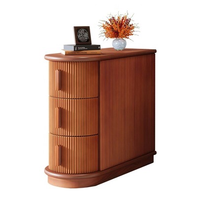 NicBex 23.62"Nightstand with 3 Drawers Modern Semi-oval Side Table with Wood Frame for Bedroom,Living Room