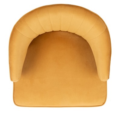 Stazia Marigold Velvet Wingback Armless Accent Chair with Gold Caps