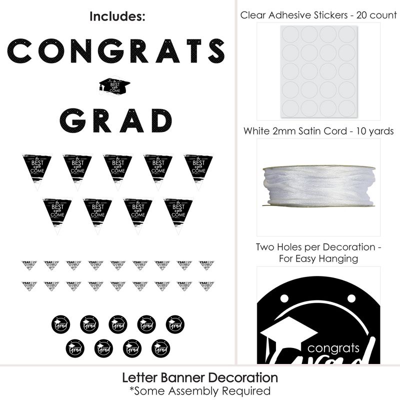 Big Dot of Happiness Black and White Grad - Best is Yet to Come -  Party Letter Banner Decor - 36 Banner Cutouts and Congrats Grad Banner Letters, 4 of 7