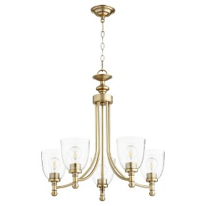 Quorum Lighting Rossington 5-Light Chandelier, Aged Brass, 25 Width, 25 Height, Chain Hanging, Dry Rated - 1 of 1