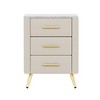 Lycvki Upholstered Wooden Nightstand with 3 Drawers and Metal Legs - 4 of 4