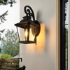 Wellfor 21" Aluminum Outdoor Wall Light: Lantern-Style, Waterproof, Patio Decor - Black - 2 of 4