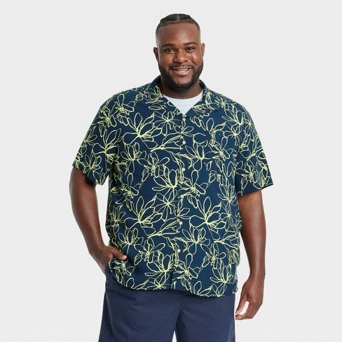 Men's Big & Tall Floral Print Button-down Shirt - Goodfellow & Co™ Navy  Blue Lt : Target