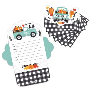 Big Dot of Happiness Happy Fall Truck - Fill-In Cards - Harvest Pumpkin Party Fold and Send Invitations - Set of 8 - 1 of 4