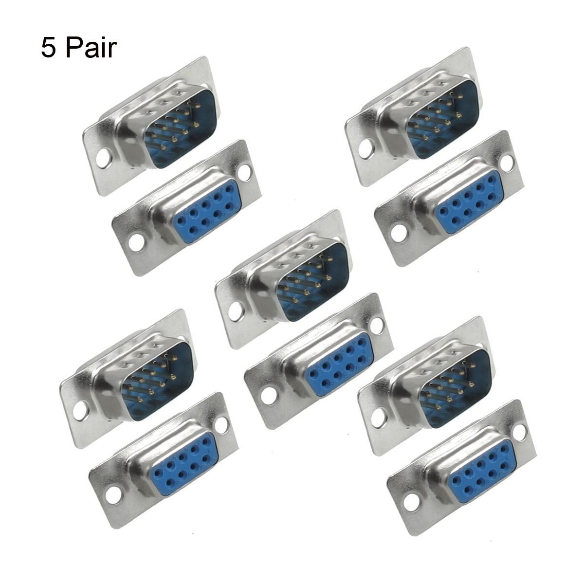 Unique Bargains Metal Solder Type DB 9 Pin Female to Male Serial Cable Adapter Pack of 10 - thumbnail 2