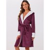 cheibear Women's Flannel Soft Hooded Fluffy Plush Long Spa Bathrobe with Belt - 2 of 4