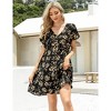 Women's Flutter Sleeve Mini Dress Button Detail Babydoll Sundress Casual Summer Dress - 3 of 4