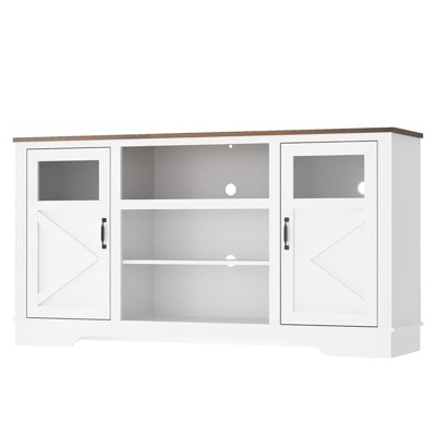 GustoWave Farmhouse TV Media Console Table for up to 65 Inch TV, 34.4" Tall TV Stand with Storage & LED Light