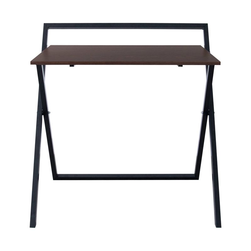 22&#34; Folding Wooden Home Office Computer Desk with Metal Base Natural/Black - Teamson Home, 3 of 11