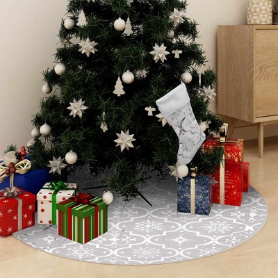 VidaXL Luxury Christmas Tree Skirt with Sock White 3 ft Fabric
