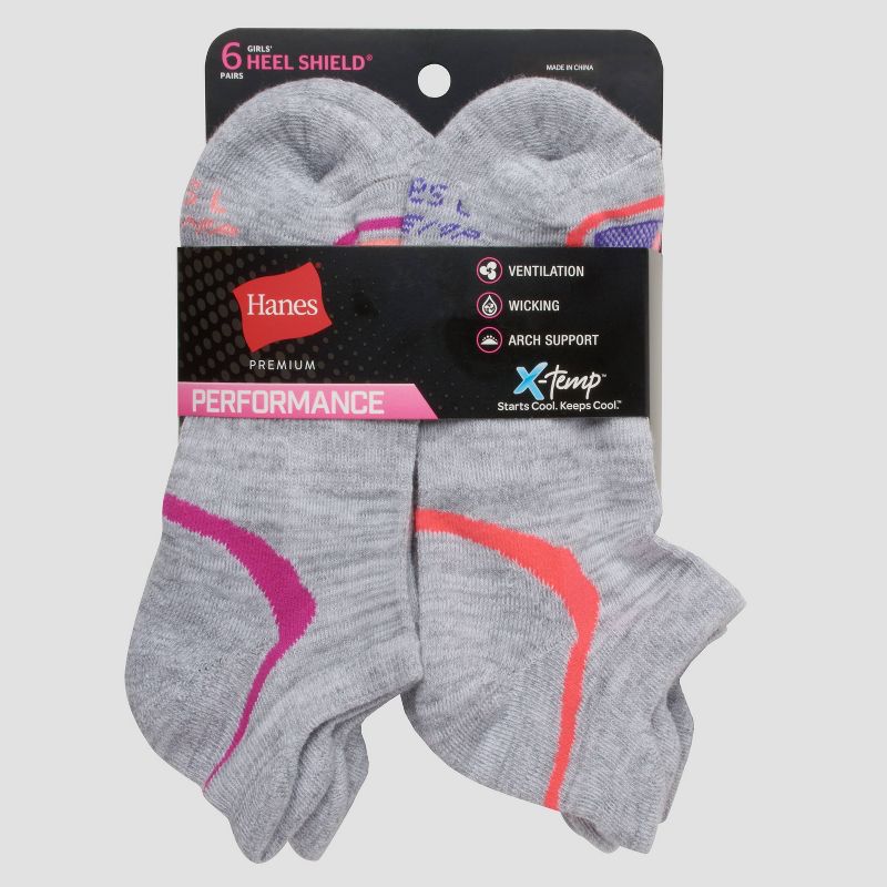 Hanes Premium Girls' 6pk Heel Shield Socks - Colors May Vary , 4 of 5