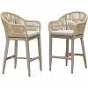 PURPLE LEAF Outdoor Bar Stools Set of 2 Patio Metal Modern Wicker Bar Chairs Woven Aluminum Barstools - 4 of 4