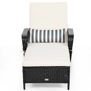 Patio Wicker Chaise Lounge Chair with Pillow and Adjustable Backrest - 1 of 4