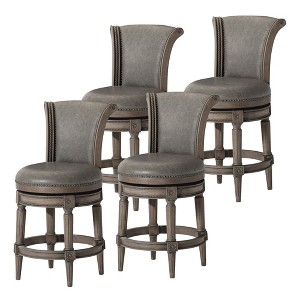 Maven Lane Pullman Upholstered Kitchen Stool with Vegan Leather Cushion Seat, Set of 4 - 1 of 4