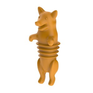 TrueZoo Corki Bottle Stopper, Corgi Animal Cork, Novelty Wine Stopper, Silicone, Set of 1, Orange - 1 of 4