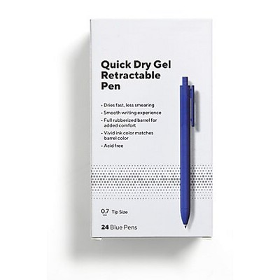 MyOfficeInnovations Retractable Quick Dry Gel Pens Med Point 0.7mm Blue 24376917