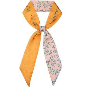 INSPIRE CHIC Women's Striped Printed Skinny Long Satin Silky Neck Scarves 1Pc - 1 of 4