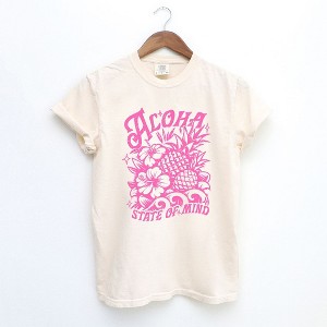 Simply Sage Market Women's Aloha State Of Mind Pineapple Short Sleeve Garment Dyed Tee - 1 of 2