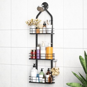 Aoibox Adjustable Anti-Swing Shower Caddy, 3-Tier Hanging Bathroom Storage Organizer with Rust-Resistant Finish for Shower Essentials - 1 of 4