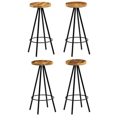 vidaXL Bar Chair Set of 4 Natural and Black