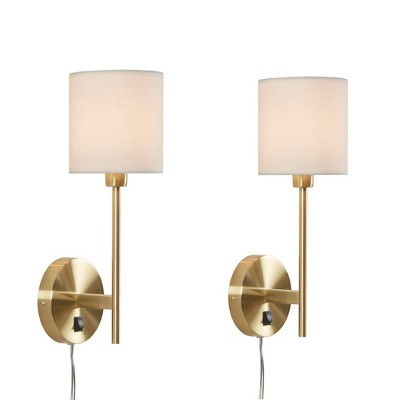 VYNXARIA Wall Lights, Brass Cylinder Shade Sconce Set
