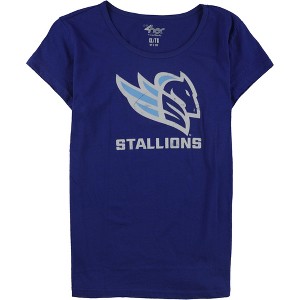 G-III Sports Womens Distressed Stallions Logo Graphic T-Shirt, Blue, X-Large - 1 of 1