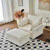 55" Corduroy Oversized Chaise Lounge Chair with Ottoman, USB Ports & Adjustable Phone Holder for Living Room, Bedroom - 4 of 4
