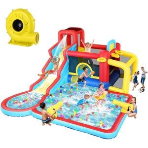 HOMDOX 175.2" × 137.8" × 81.9" Inflatable Water Slides Park Bounce House w/Blower Pool Premium Quality - In/Outdoor - Wet & Dry - Sets Up in Minutes - 1 of 4
