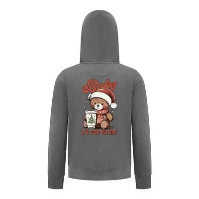 Everyday Kids Christmas Collection Baby It’s Cold Outside Zip Up Hoodie – Holiday Sweatshirt - Charcoal Gray