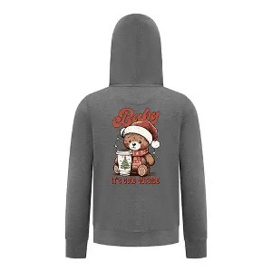 Everyday Kids Christmas Collection Baby It’s Cold Outside Zip Up Hoodie – Holiday Sweatshirt - Charcoal Gray - 1 of 1
