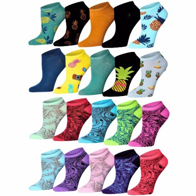 Girls Colorful Pineapple Ankle Socks - 20 Pairs