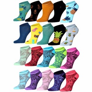 Girls Colorful Pineapple Ankle Socks - 20 Pairs - 1 of 4