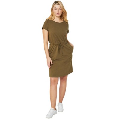 ellos Plus Size Knit Drawstring Dress