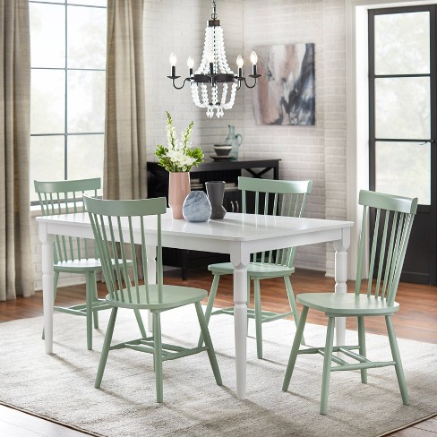 5pc Vinturi Dining Set White/mint - Buylateral: Rubberwood, Non-extension, 4 Chairs, Rectangle ...